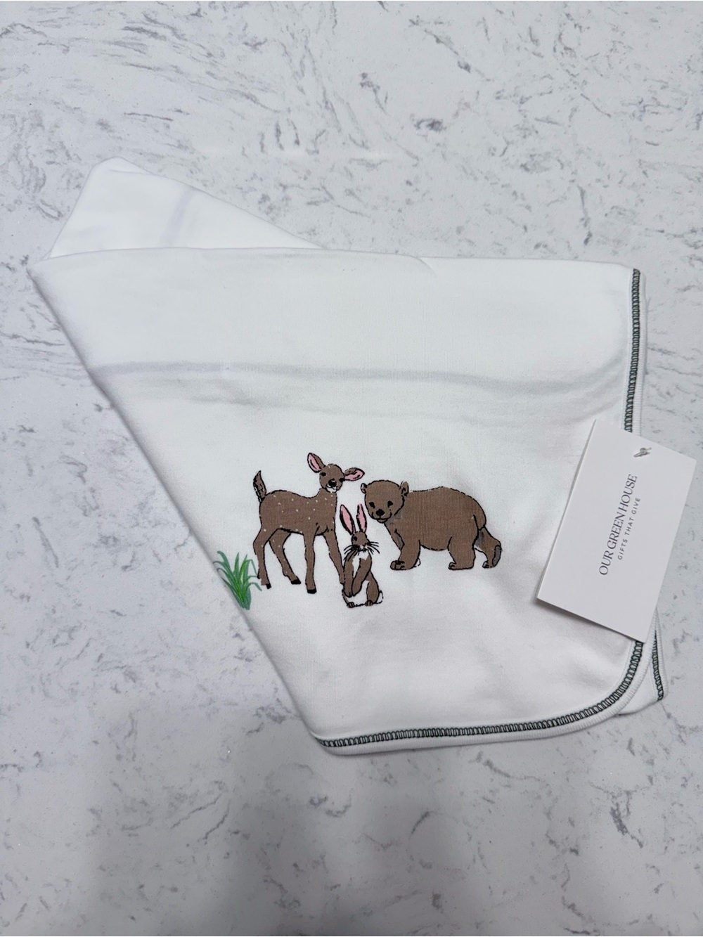 🐻NWT- White Baby Blanket- Classic Woodland Animal Design